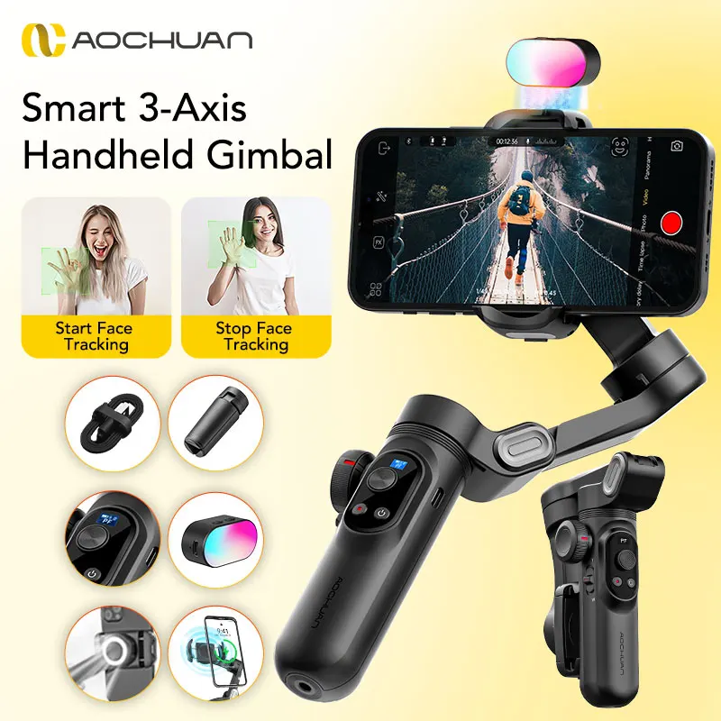 AOCHUAN Smart Xpro Smartphone Gimbal Stabilizer Professional 3-axis stabilizer For iphone and Android Smartphone handheld gimbal