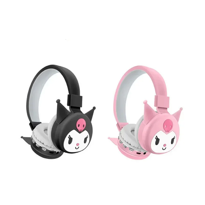 Hello Kitty Kuromi Bluetooth Headphone Wireless Headsets Cartoon with Mic Foldable Lightweight Earphone for Phones Laptop