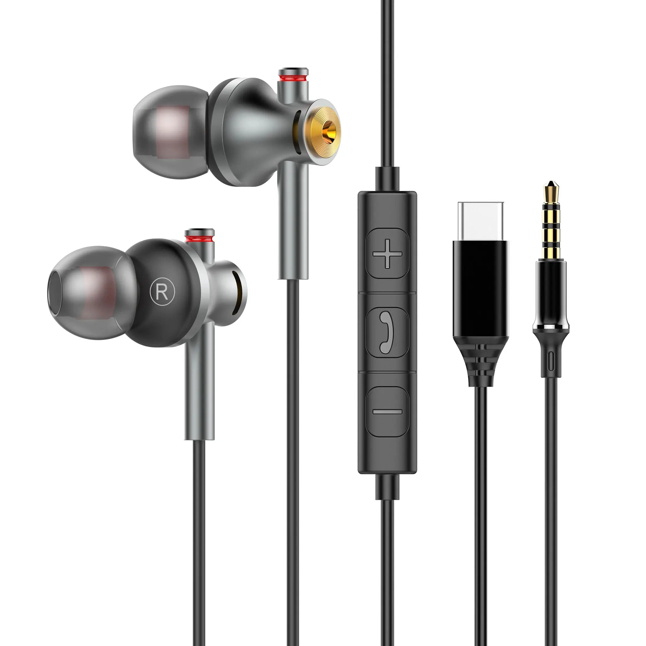 EARDECO 3.5mm/typec Wired Headphones Bass Earphone in-ear Gaming Earbud Sport Music Wired Earphone Earbuds with Mic Stereo