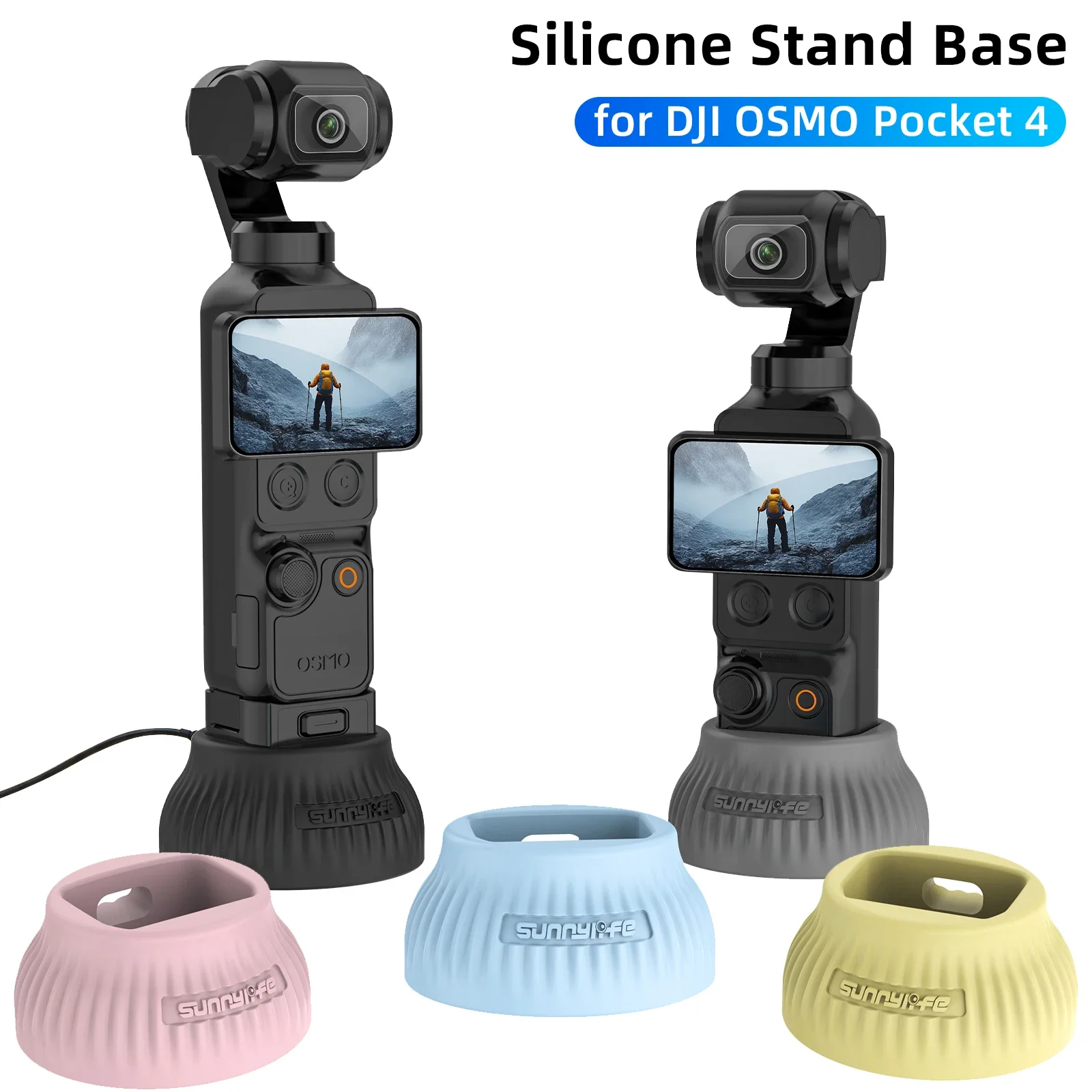 Stand Base for DJI Osmo Pocket 4 Car Fixed Silicone Base Desktop Anti-skid Support Upright Base for DJI Osmo Pocket4 Accessories