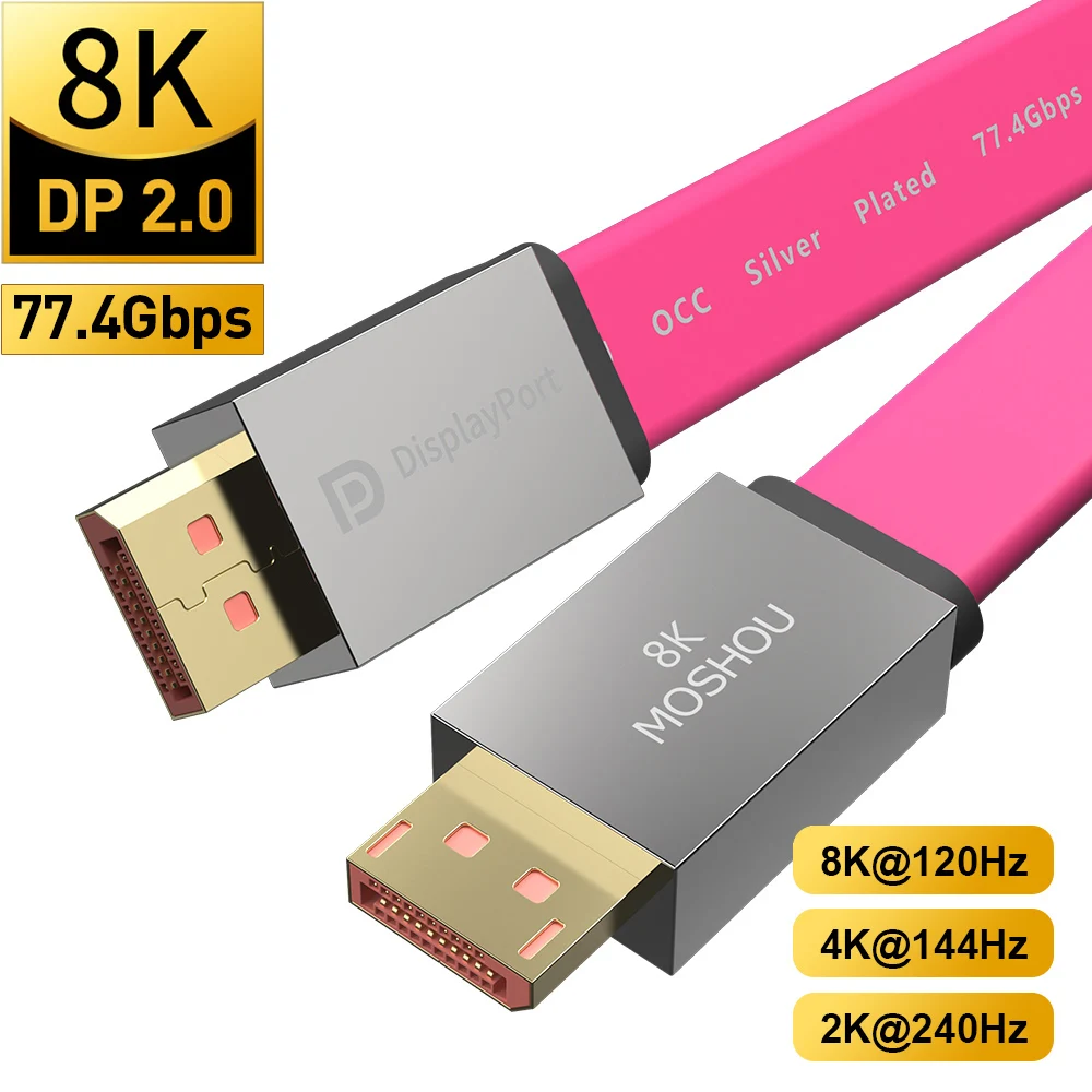 DisplayPort 2.0 OCC Cable 8K@60Hz 120Hz 4K@144Hz 165Hz 2K@240Hz Display Port  Adapter For Video PC Laptop TV DP 2.0 to DP Cable