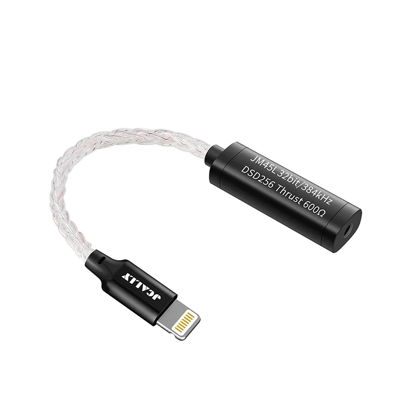 JCALLY  JM45 JM45L Type C Light Ing 3.5mm HIFI Portable Digital Auido Code Chip ES9318 Earphone Decoding Adapter Sliver Cable