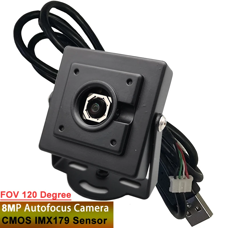 8MP 4K Autofocus Camera CMOS IMX179 Wide Angle USB Webcam FOV 120 Degree UVC USB Plug and Play for Windows Linux Android Mac PC