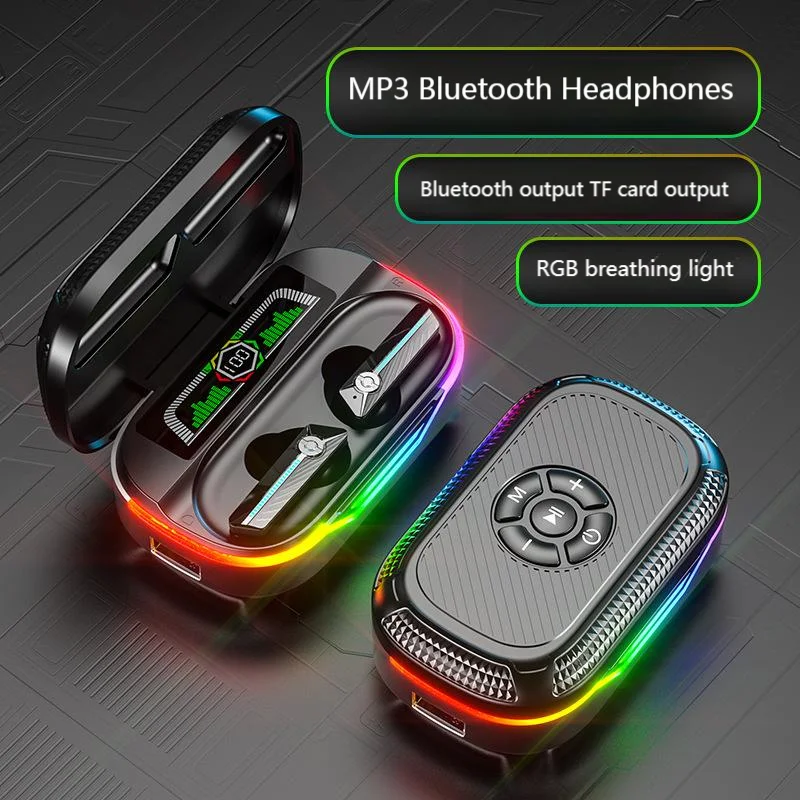 MP3 Wireless Bluetooth Headphones Support TF Card RGB Light Effect Long Battery Life Sports Earphones With Mic Touch Control
