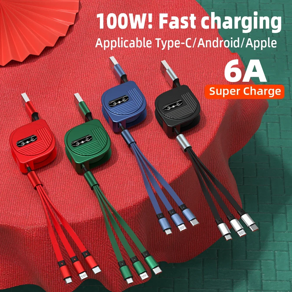3 in 1 USB Type C Fast Charging Cable for iPhone 14 13 12 Pro 11 100W Micro USB C Charger Cord for Xiaomi phone accessories