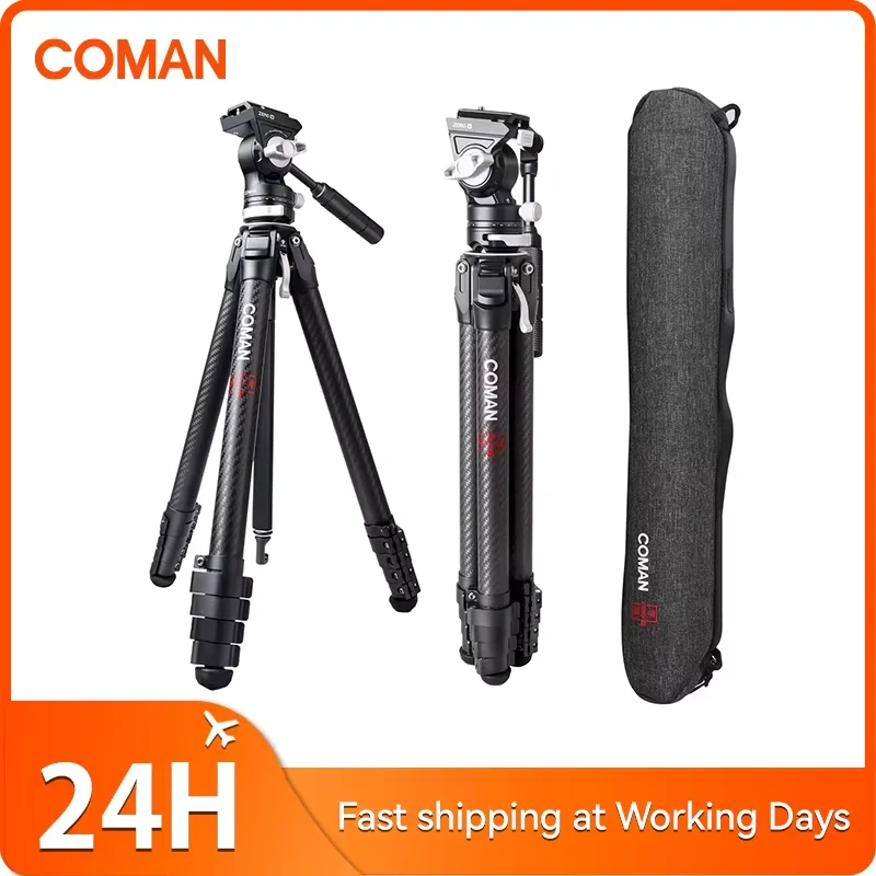COMAN Zero V Carbon Fiber Tripod Professional DSLR Camera Tripod Lightweight Travel Video Tripod for Sony For Canon For Nikon
