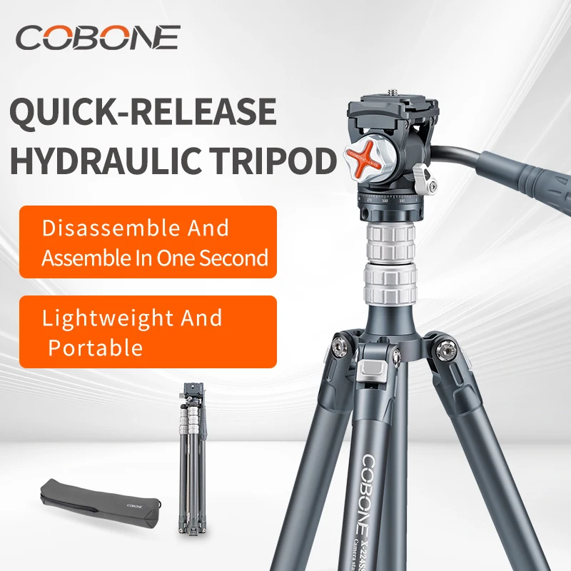 COBONE 150cm Lightweight Aluminum Travel Tripod with 360° Fluid Ball Head & Quick Release for Camera Smartphone Live Vlog, 6kg