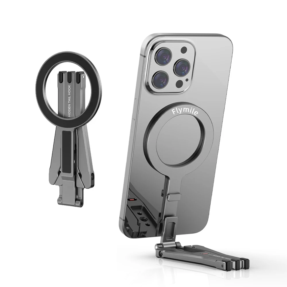 Aluminum Magnetic Selfie Stick Tripod Compatible with Magsafe iPhone 17 16 15 14  Samsung Phone Selfie Live Streaming Bracket