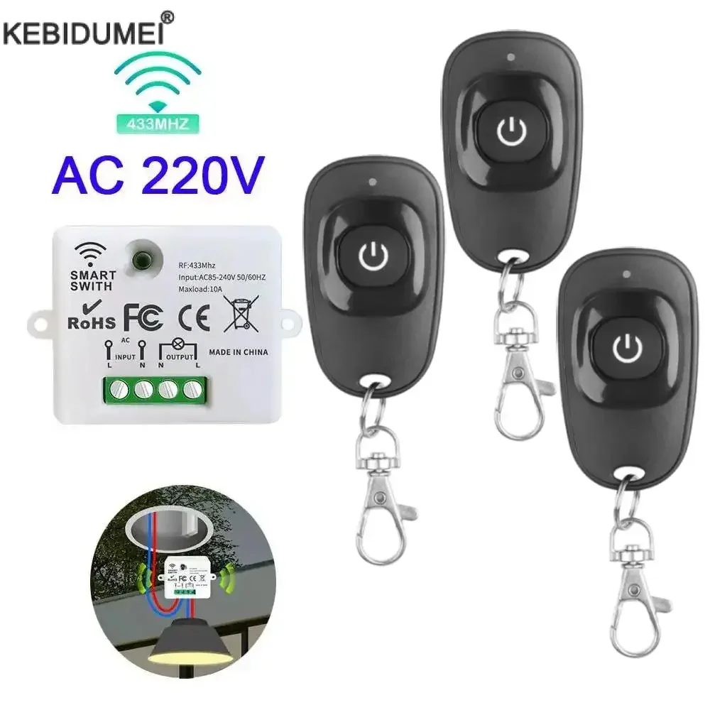 433Mhz Universal Wireless Remote Control Switch 110V 220V 240V 10A Relay Mini Receiver Remote Control For Home Led Light Lamp