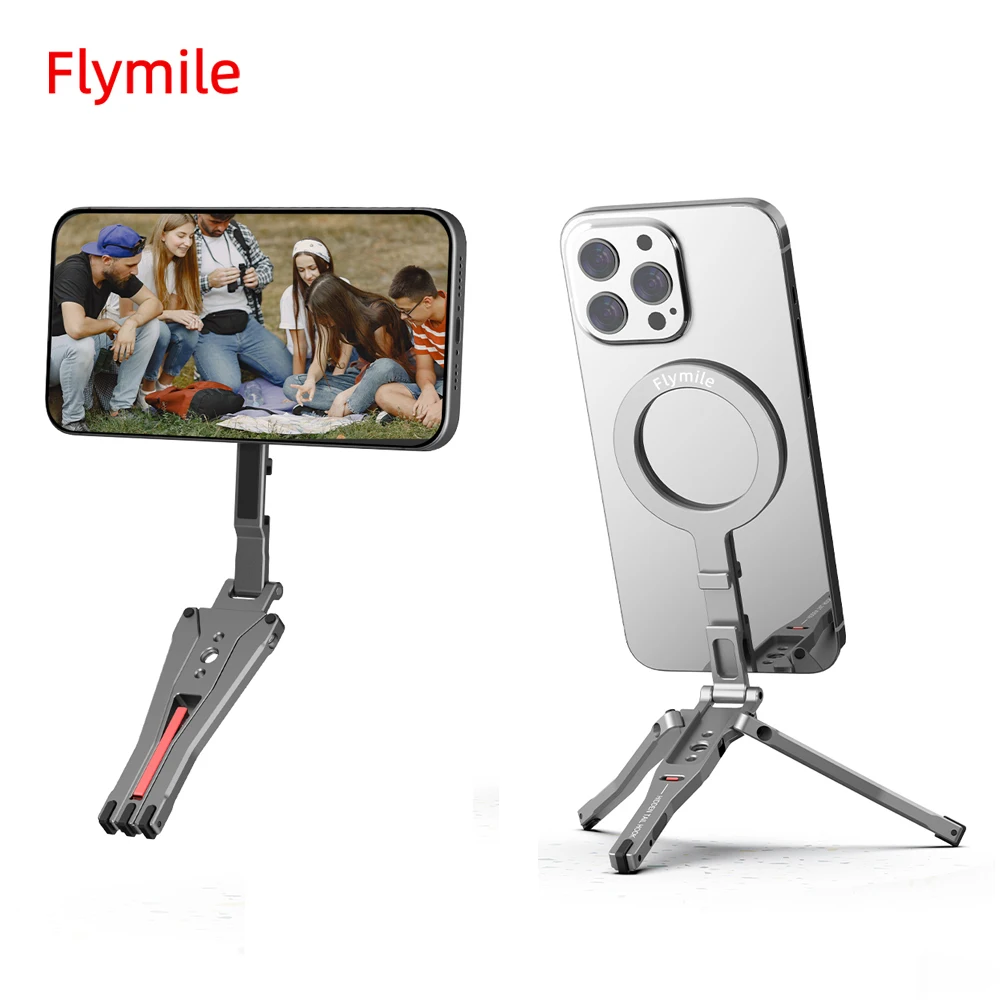 Flymile Magnetic Selfie Stick Tripod for iPhone 16 15 14 13 12 Pro Max Phone Foldable Tripod 1/4