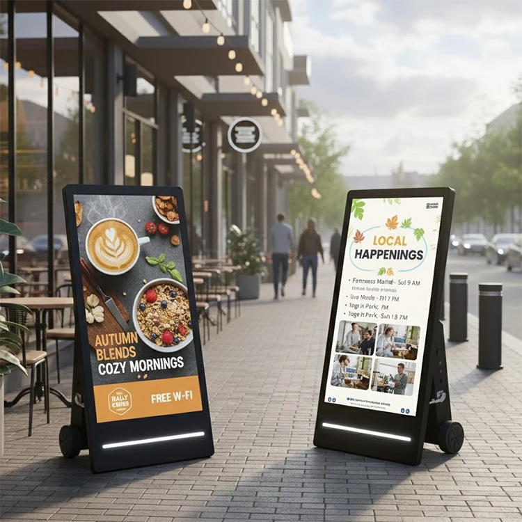43'' IP55 Waterproof Digital Poster Foldable Portable LCD Advertising Screen Outdoor Digital Signage With Battery Powered