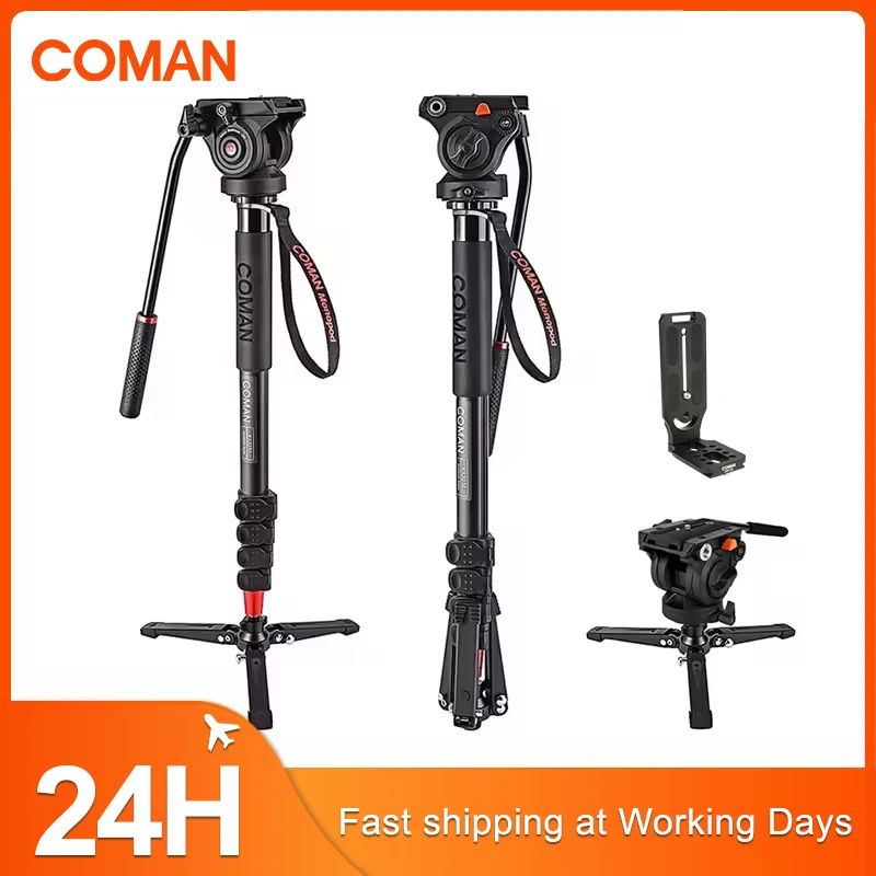 COMAN KX3232 Professional Camera Monopod Tripod Aluminum Telescopic With Feet And Pan Tilt Fluid Head For DSLR Camera Manfrotto