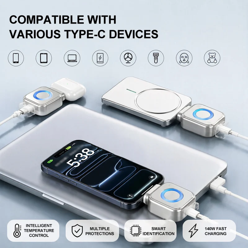 Smart Auto Stop Charging Adapter 140W Fast Charging Statio Anti-Scratch Auto Power-Off Protect Battery Prevent Overcharging