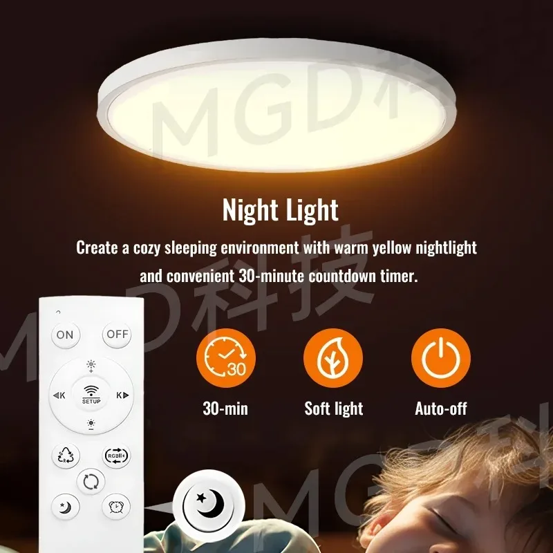 WiFi Intelligent LED Ceiling Lamp Adjustable Brightness eWelink Yandex Salute Compatible with Intelligent Voice Remote Control