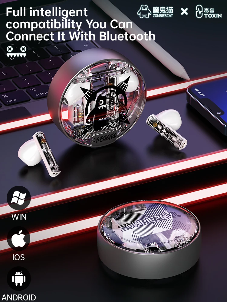 TOXIN Wireless Headsets Bluetooth Earphone 5.3 ENC Earbuds TWS Sport Headphone with Mic for Smart Phone for Xiaomi Huawei iPhon