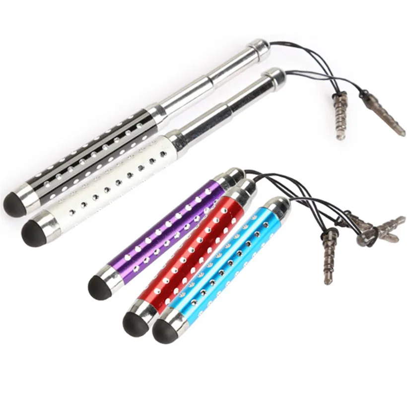 1Pc Capacitive Touch Screen Stylus Pen Retractable Three-tier With Rhinestone for Smart Cell Phone Tablet PC Accessories