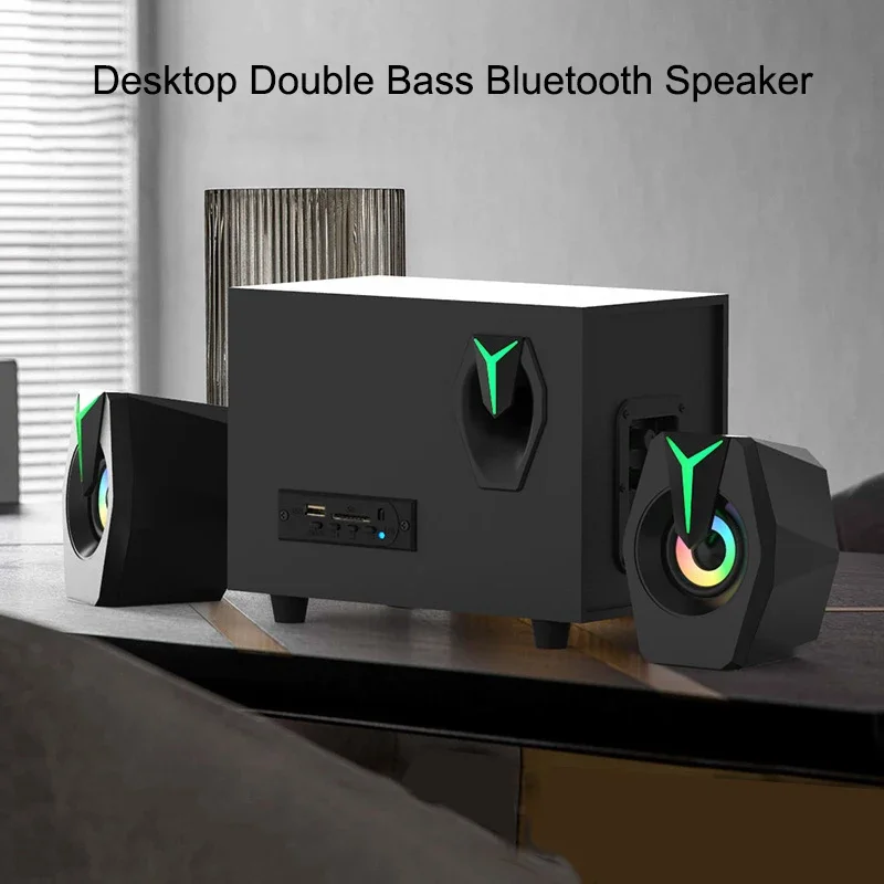 Wood 2.1 Multimedia Overweight Subwoofer Mobile Phone Plug Card Bluetooth Speaker USB Active Laptop