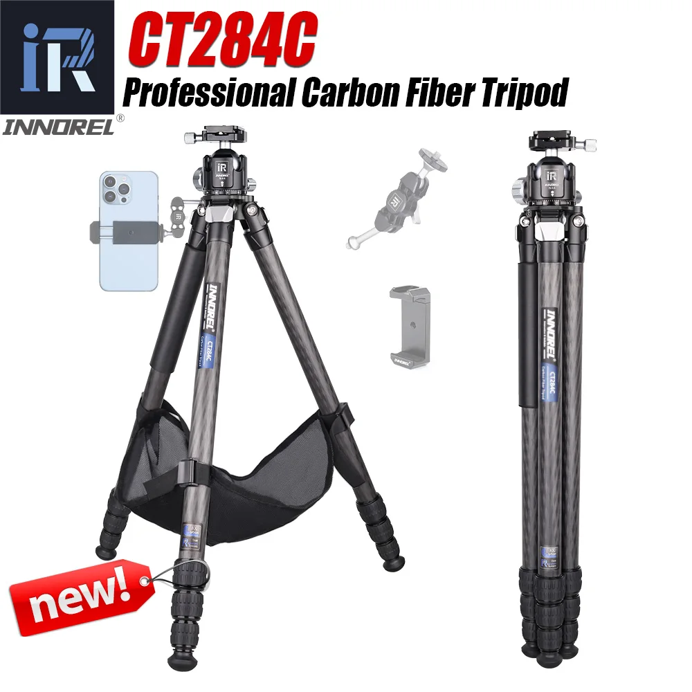 INNOREL CT284C Professional Carbon Fiber Tripod Travel Camera Stand with Stone Bag for DSLR Video Camcorder 20kg Load Capacity