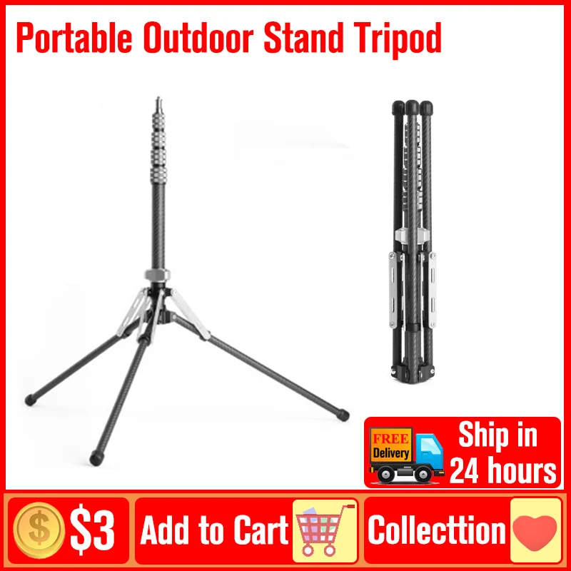 1.9m Light Stand Lightweight Tripod Carbon Fiber Portable Light Stand Extendable Lamp Holder Tripod for Outdoor Travel Studio