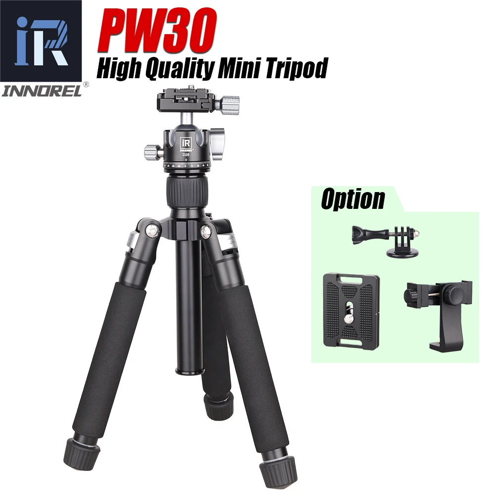 INNOREL Mini Tabletop Tripod PW30 Metal Travel Camera Tripod for DSLR Video Camcorder Cell Phone Load 10kg Low Profile BallHead