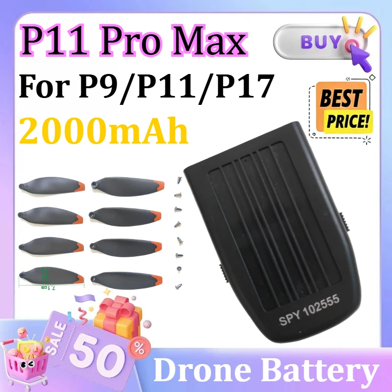 2000mAh P11 Pro Max Drone SPY 102555 Exclusive Modular LiPo Battery For P9/P11/P17 RC Aircraft