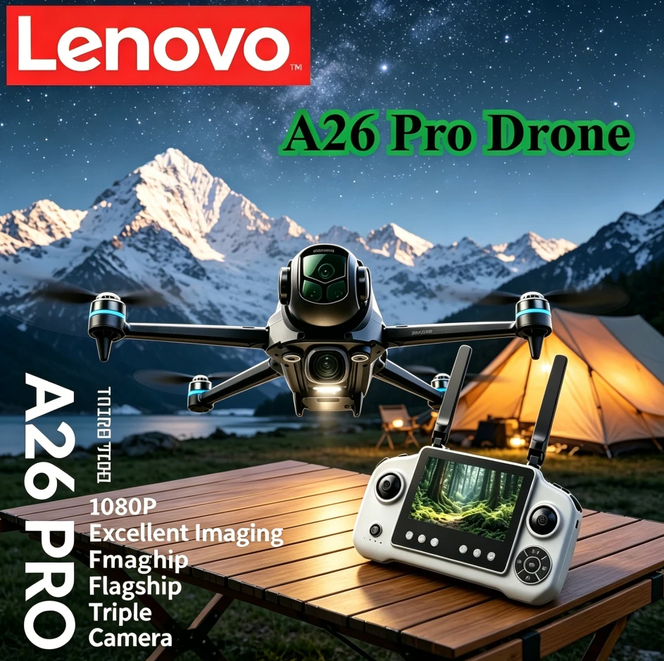 Lenovo A26 Pro Drone 4K HD 8k Triple Camera FPV Brushless Motor Obstacle Avoidance Foldable RC Quadcopter Professional Aerial