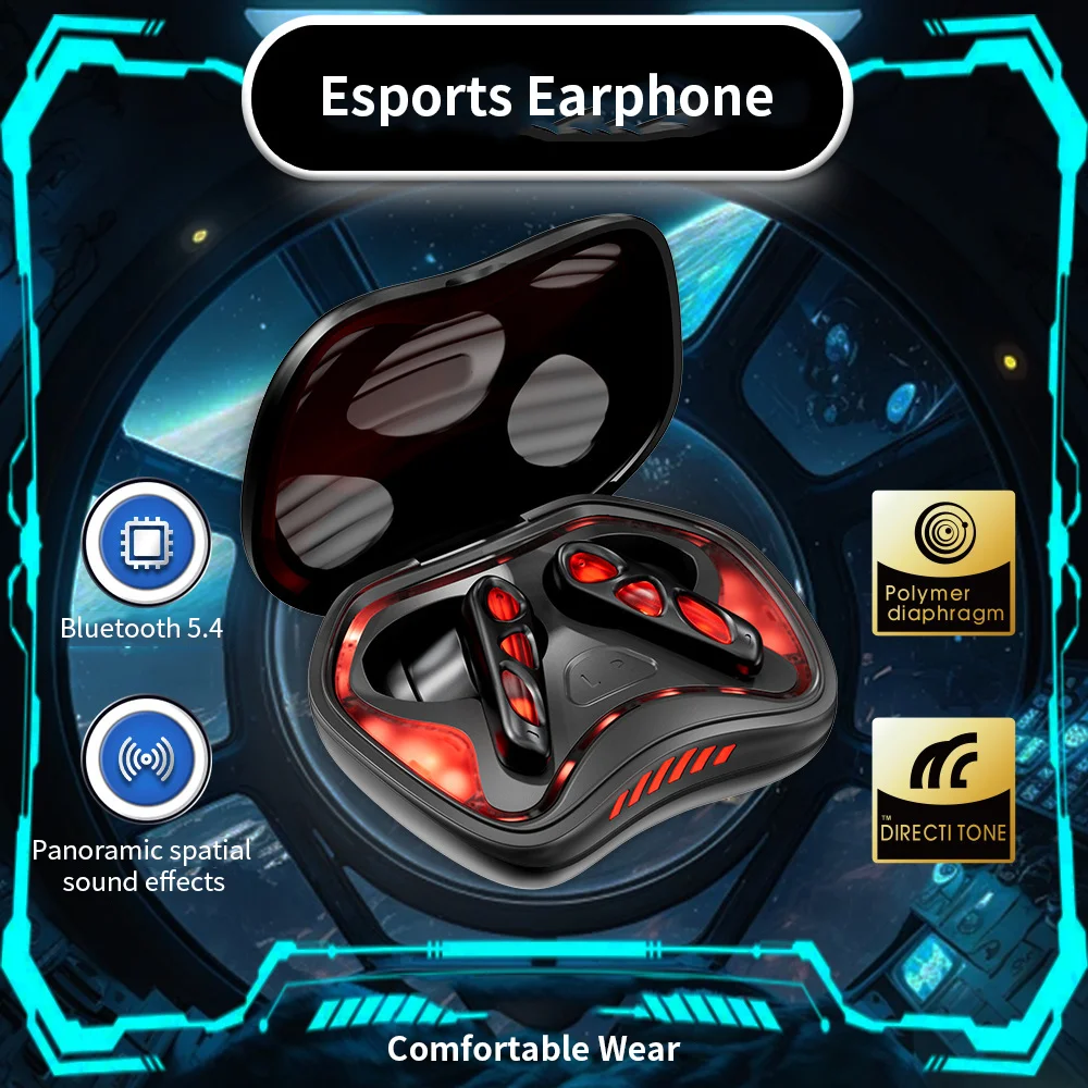 YX36 Gaming Earphones Colorful Breathing Light Atmosphere Wireless In Ear Low Latency Gaming Bluetooth Earphones Phone Call Cool