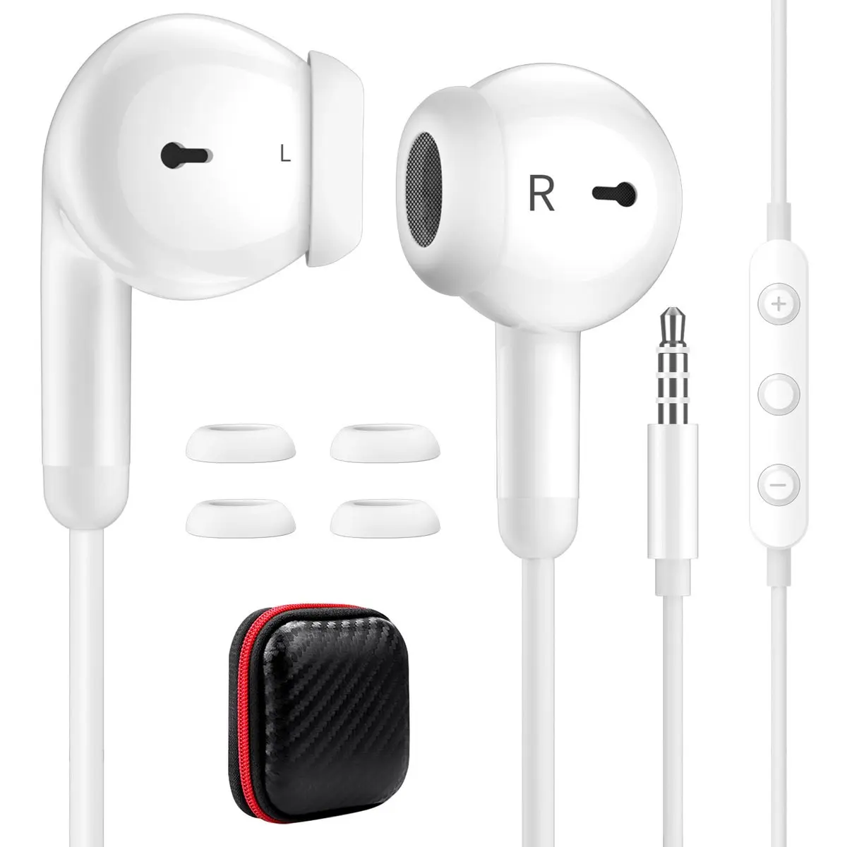 3.5mm Wired Headphones In Ear Noise Canceling Stereo Music Gaming Earphones with In-Line Mic for Computer Laptop iPhone Samsung