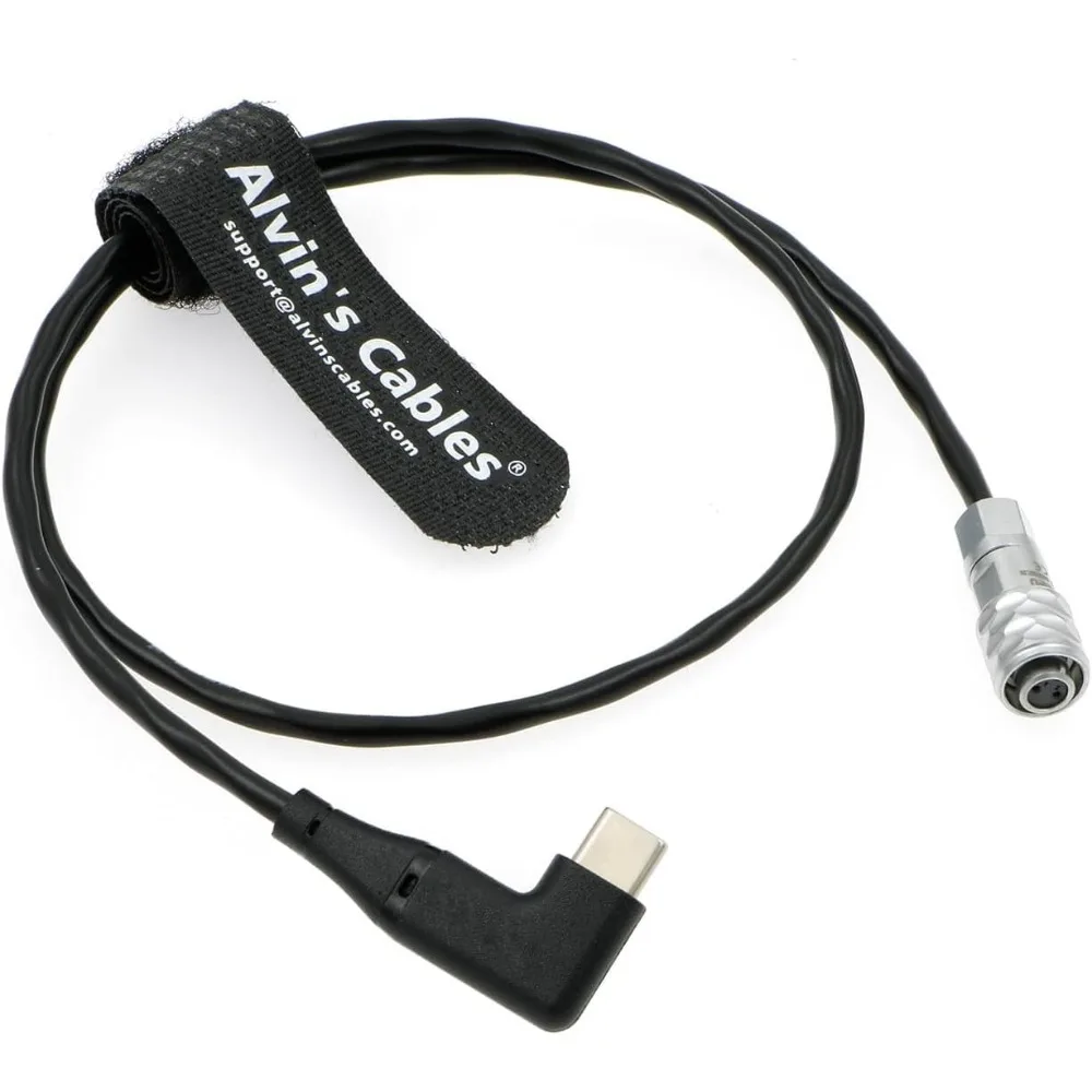 Alvin's Cables USB-C Type-C PD Right Angle to Weipu SF61B/S2 2 Pin Female Power Cable for BMPCC 4K 6K Blackmagic Pocket Cinema