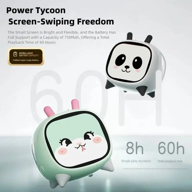Wireless Bluetooth Ear-Clip Earphones Cute Little TV Shape Smart Screen Desktop Noise Reduction Music Earbuds For Girl Gifts