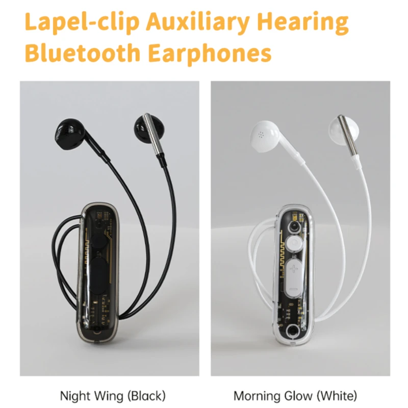 2026 Lapel-clip Smart Noise Reduction Boost Hearing Bluetooth Earphones Rechargeable Sound Amplifier Earbuds For Elderly Gifts