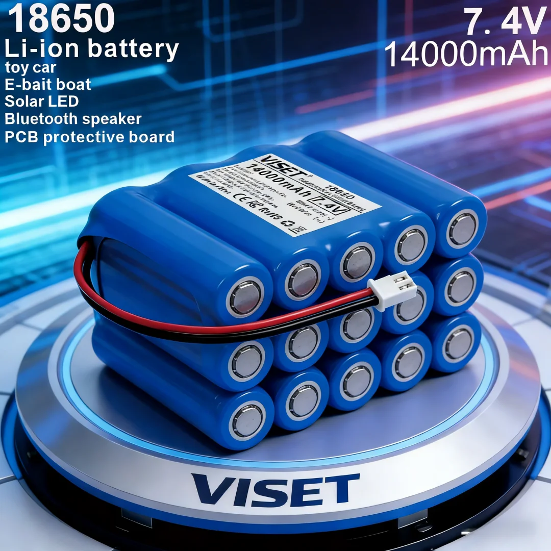 VISET18650 7.4V 14000mAh with wires Li-ion rechargeable battery with PCB for Bluetooth Speaker RC toy car Fishing Bait Boat
