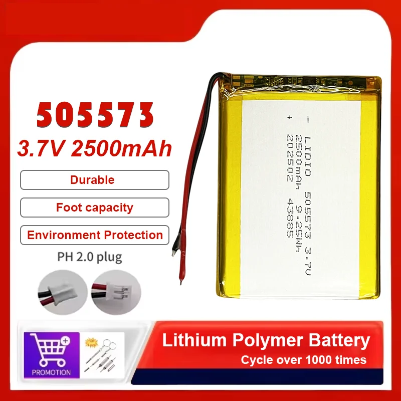 505573 3.7V 2500mAh Li-Polymer Rechargeable Battery For GPS Bluetooth Speaker Tablet DIY Smart Device