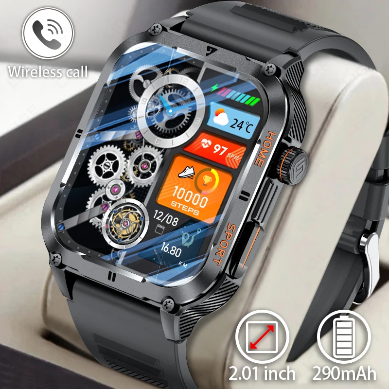 LIGE 2.01 Large Screen Outdoor Smart Watch Men Bluetooth Call Smartwatch For Xiaomi Android IOS Waterproof Sports Ftiness Watch