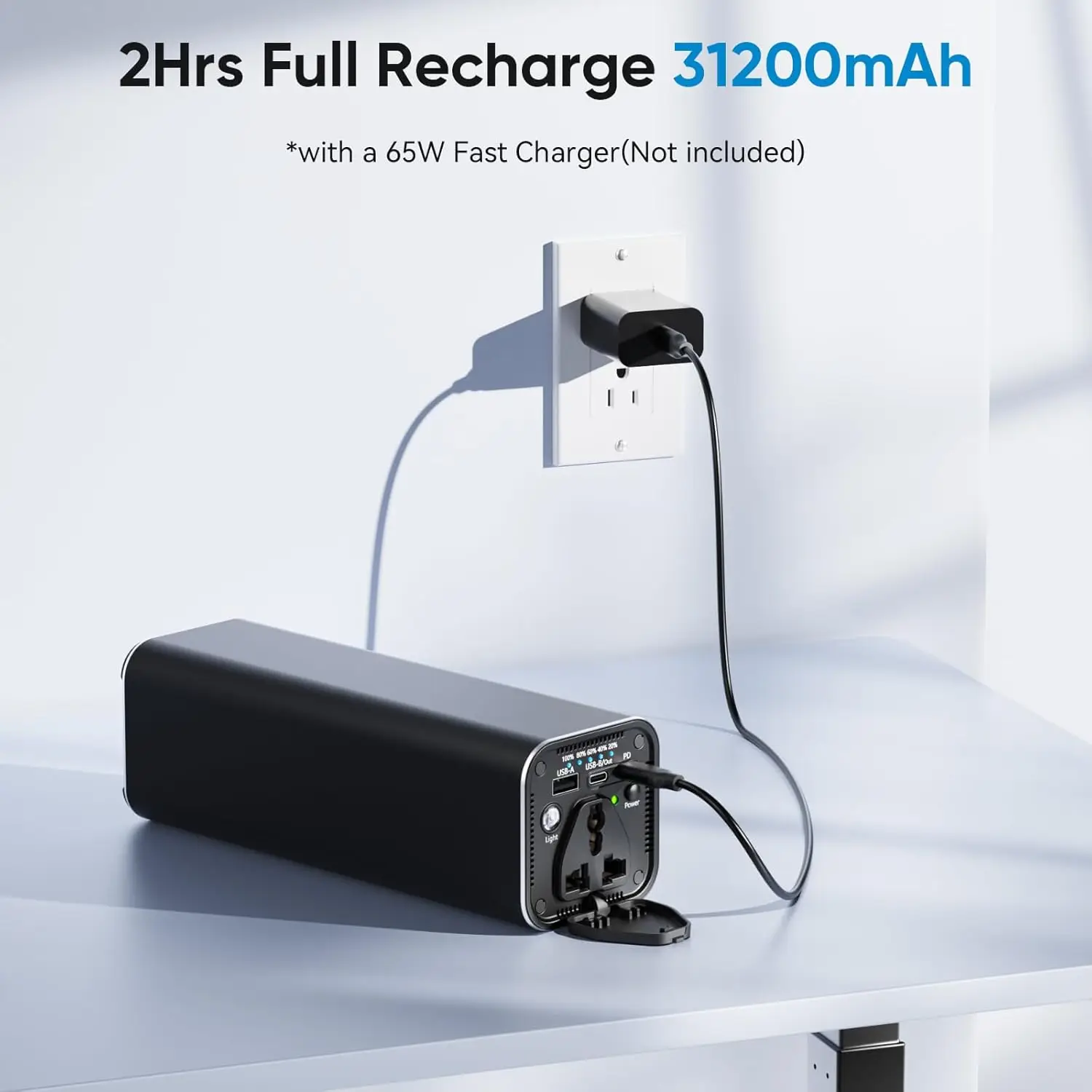 N66 AC Outlet Portable Laptop Power Bank, Universal 31200mAh 100W Travel Laptop Charger & Fast Charging