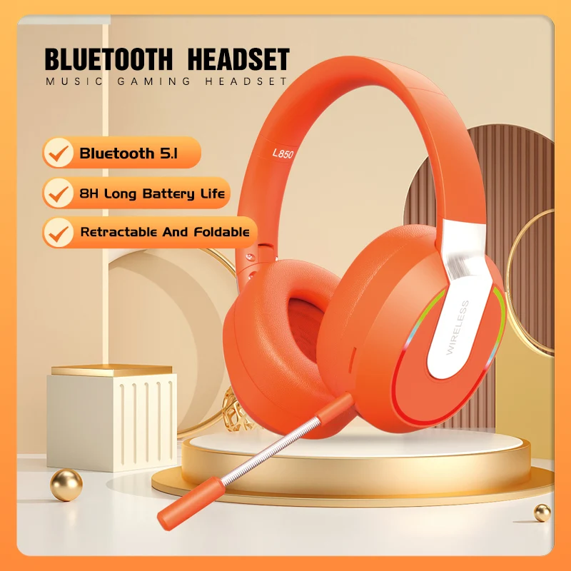 Wireless Gaming Headphones Bluetooth5.1/Wired Noise Cancelling With Mic Foldable Music Headset for for PC/Mac/PS/XBOX