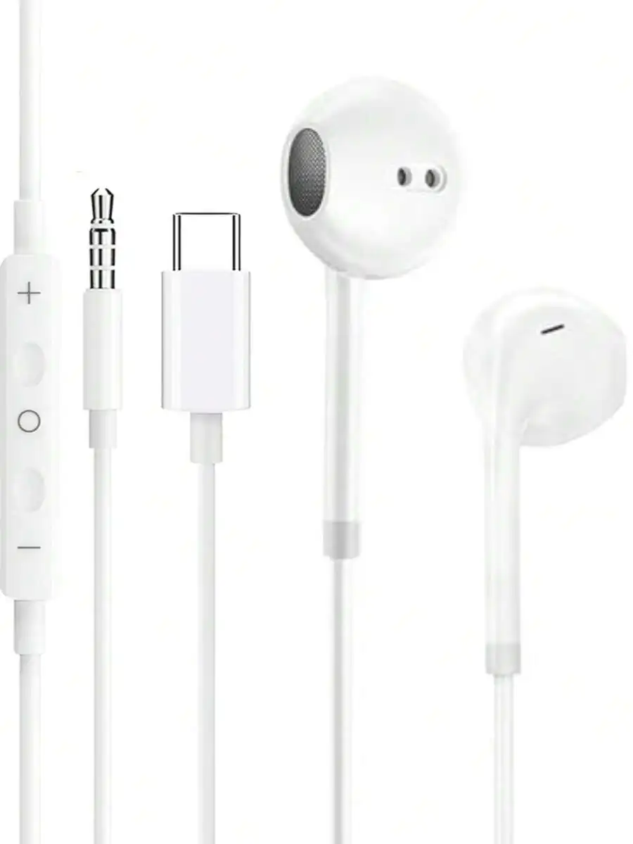 Type-C Wired Earphones, 3.5mm Round Plug, USB-C Earbuds, Audio Headphones, Stereo In-Ear Headset With Electronic Call