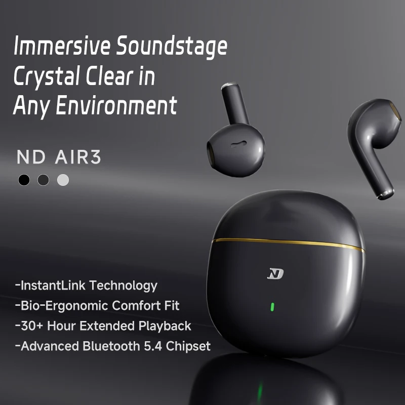 ND Air3 bluetooth earphones Bluetooth 5.4 Gaming Headset HyperBass 3.0 Acoustic Enhancement HiFi Stereo Noise Reduction Earphone
