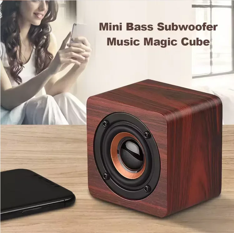 Portable Mini Retro Wooden Wireless Subwoofer Bass Powerful Sound Bar Music Speakers for Smartphone Laptop