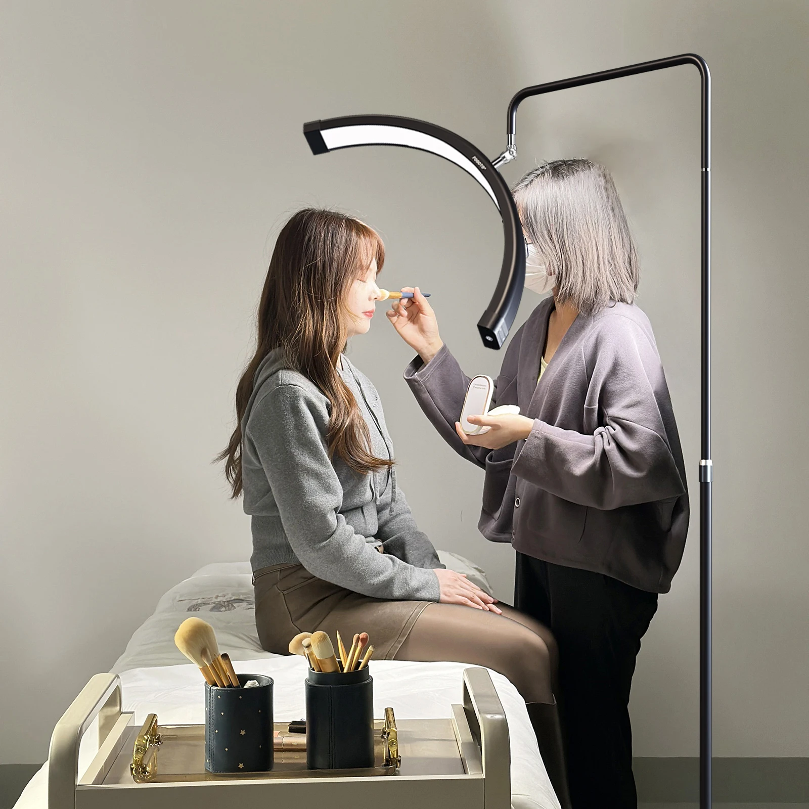 Fusitu Professional 45W LED Half Moon Light with Stand – Multifunctional Beauty Lamp for Eyelash Extension, Tattoo, Makeup