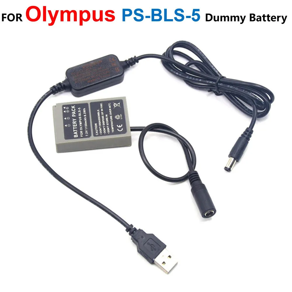 BLS-5 DC Coupler PS-BLS5 Fake Battery+USB Power Cable For Olympus PEN E-PL7 E-PL5 E-PM2 Stylus1 1S OM-D E-M10 E-M10 Mark II III