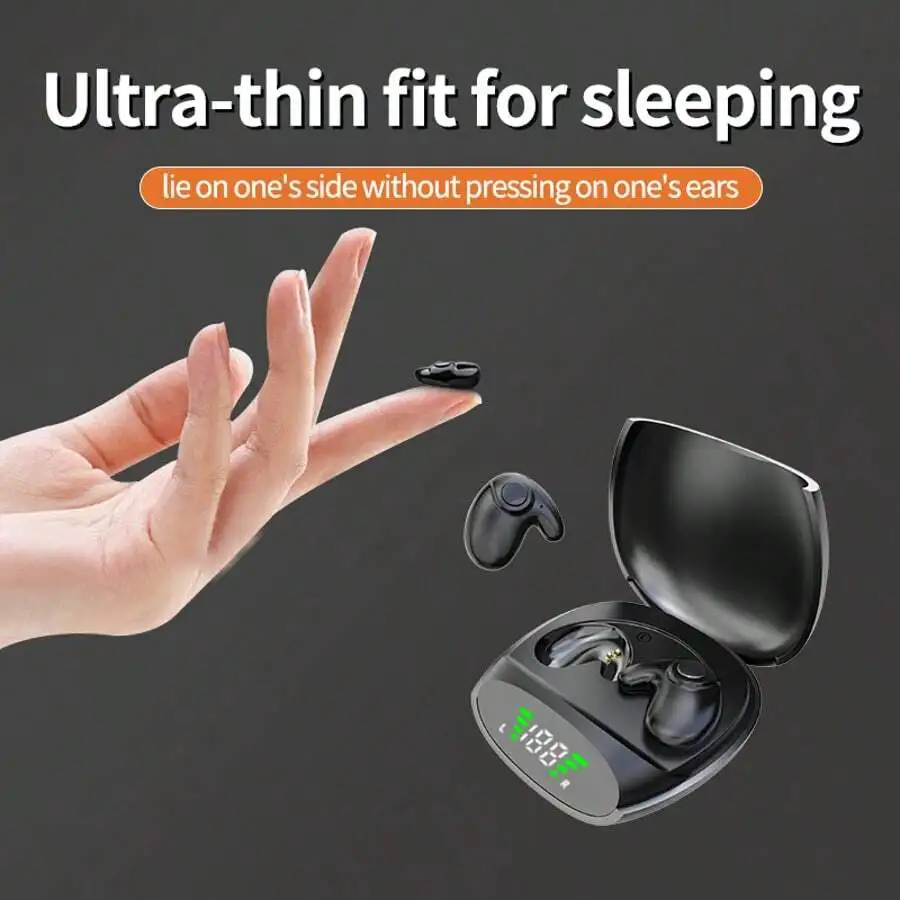 Ultra-Compact Wireless Sleep Headphones, Touch Control, Dual Mics, LED USB-C Case, Long Battery, Noise-Reducing, Perfect Gift