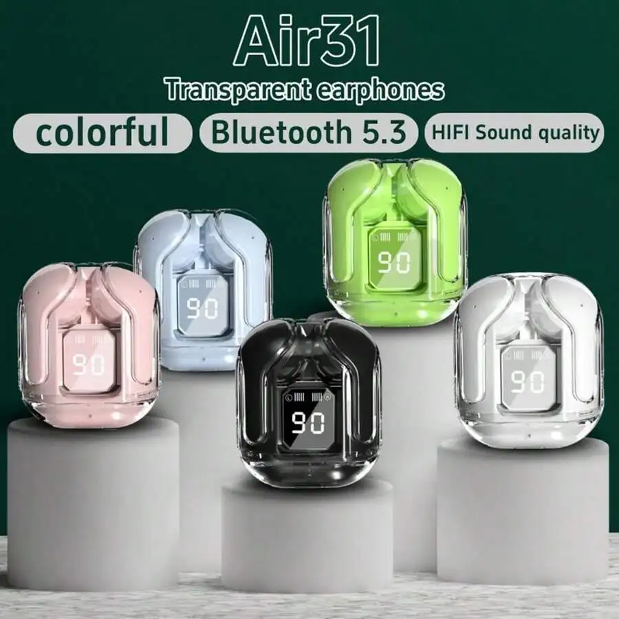 T2 Wireless Bluetooth Headset Bluetooth Earbuds Transparent Power Digital Display Stereo Sound Earphones For Smartphones 150mAh