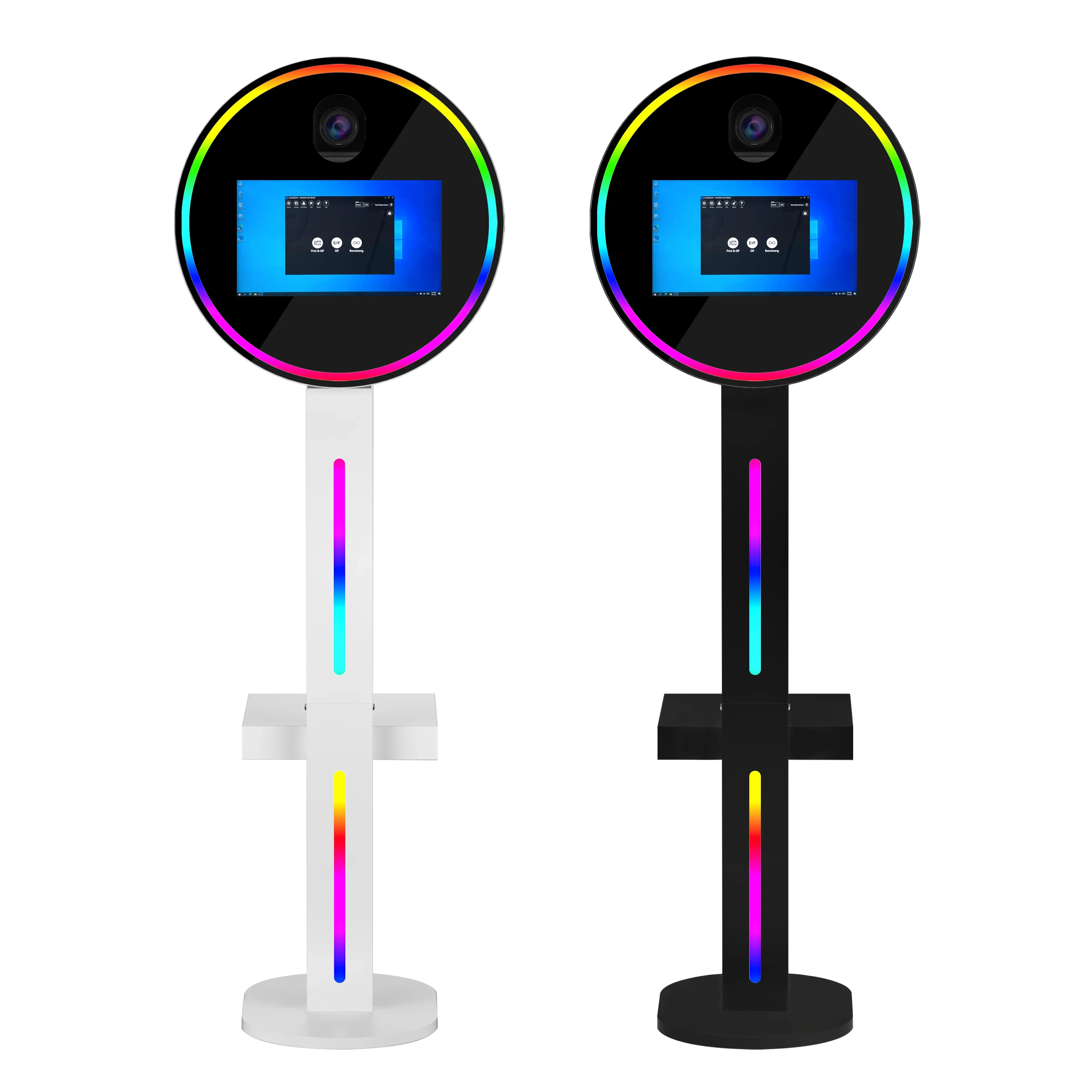 Magic Mini Selfie Mirror Photobooth Portable Touch Screen Round Circle Mirror Photo Booth Oval Mirrorbooth With Ring Light