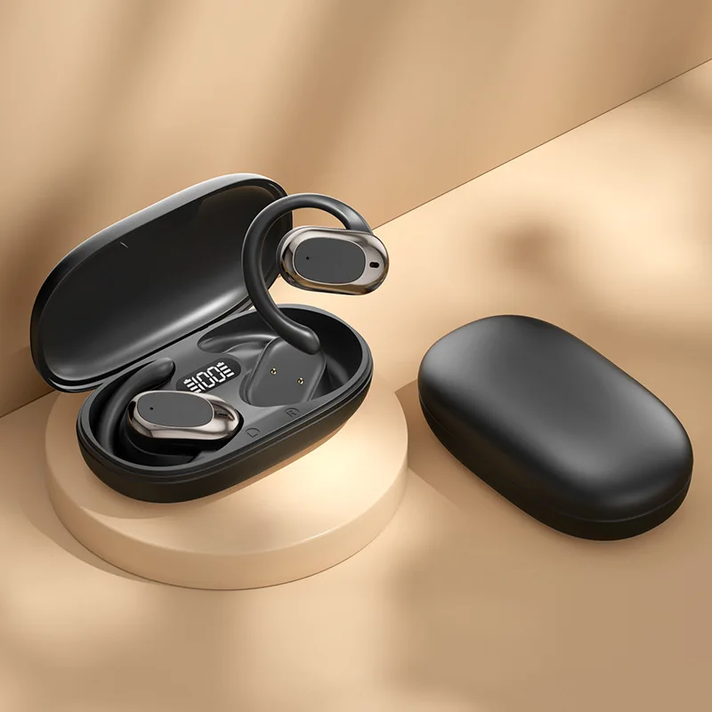 AI Language Translator Earphones M57 BT Earbuds Open-Ear, Bone Conduction OWS Wireless Earbuds with Digital Display For Travel