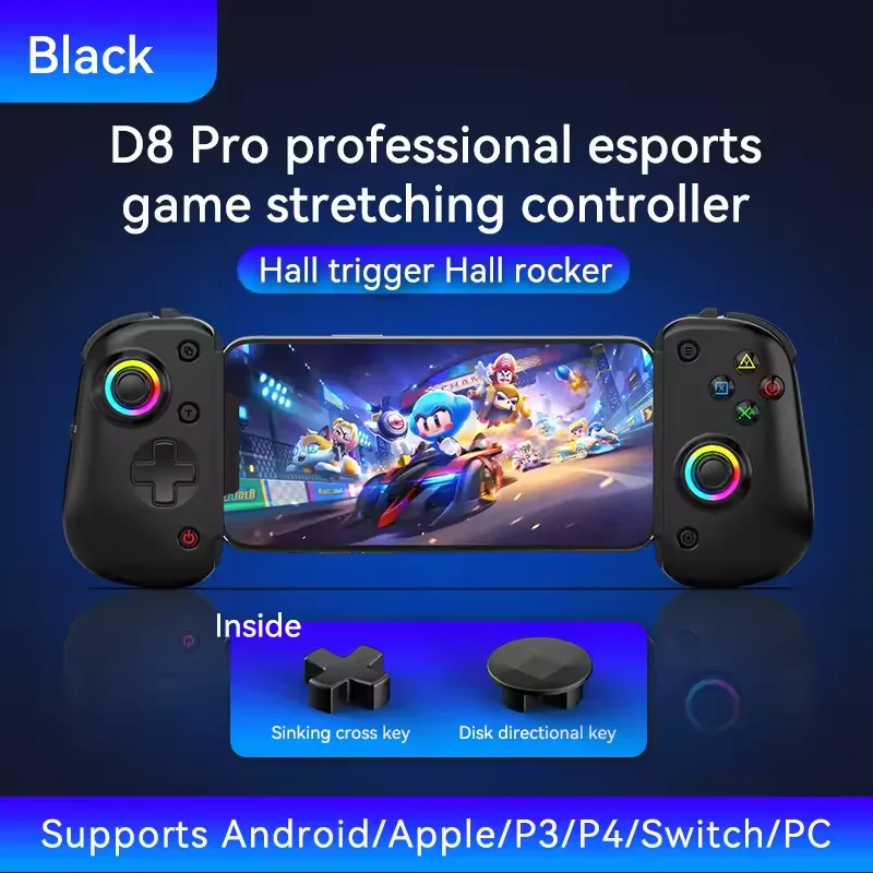 BSP D8 PRO RGB Tablet Controller Wireless Handle For Switch/IOS/Xbox/Steam Hall Effect Bluetooth Stretching Joystick Controller