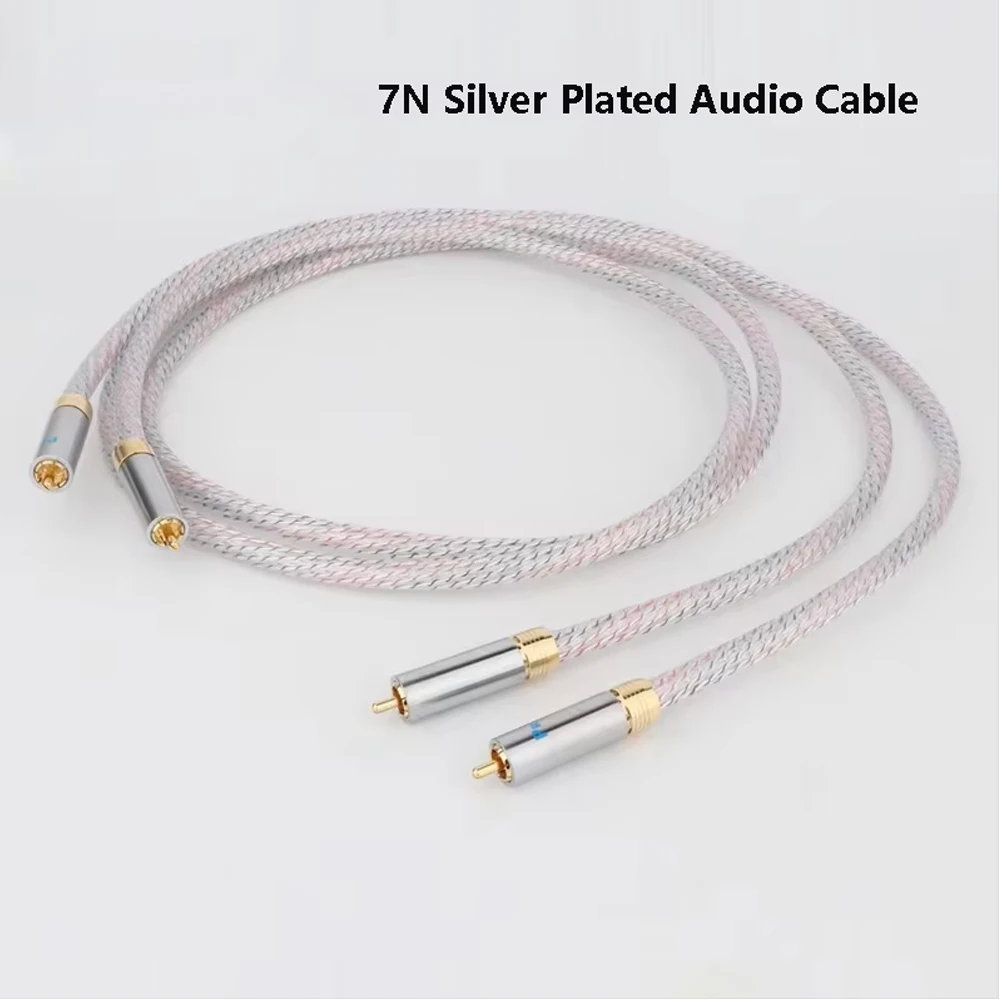 Preffair 7N Silver-Plated HiFi RCA Interconnect Cable - R1715 Gold-Plated RCA Plug Premium Audio Cable for Home Theater