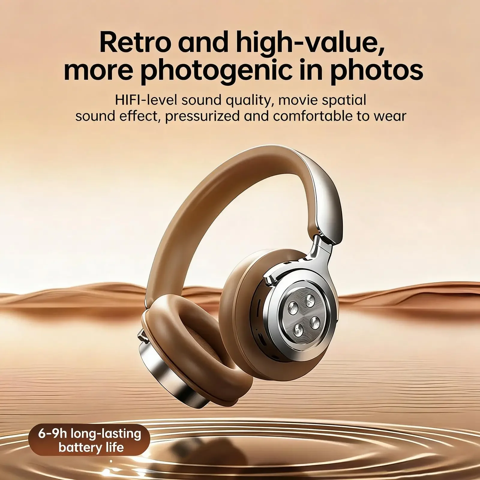 A51 Fashion Retro Wireless Bluetooth Headphones HiFi Sound Long Playtime Ergonomic Pressure Relief for Music Outdoor Decor Gift
