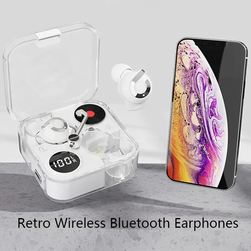 Retro Wireless Bluetooth Earphones Ergonomic Design TWS In Ear Earphones with Digital Battery Display Comfortable to Wear