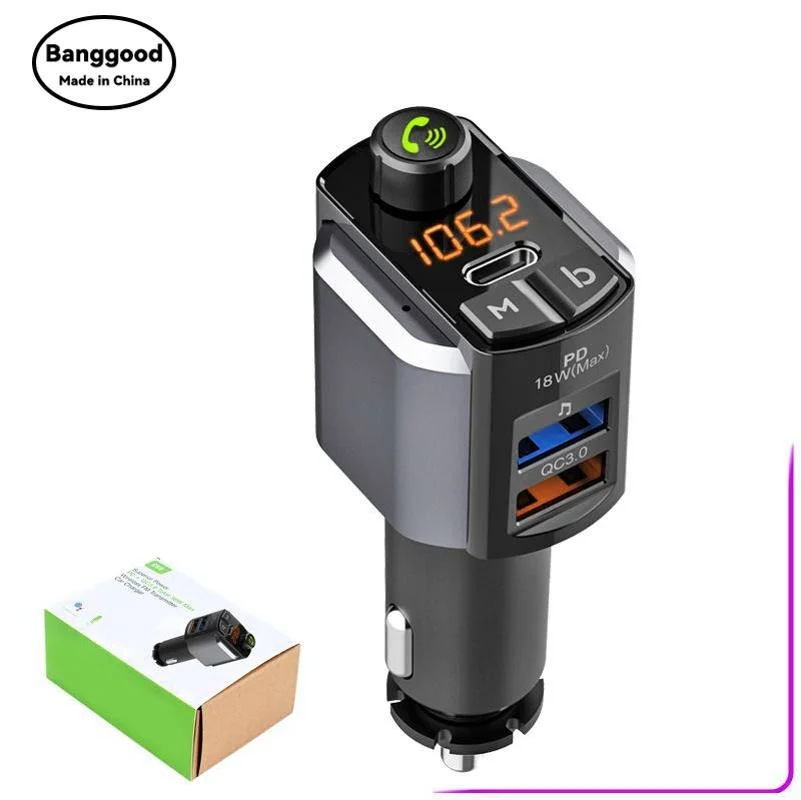 PD18W + QC3.0 + One-click Bass + Voice Assistant C69S Car Bluetooth MP3 Player FM Hair